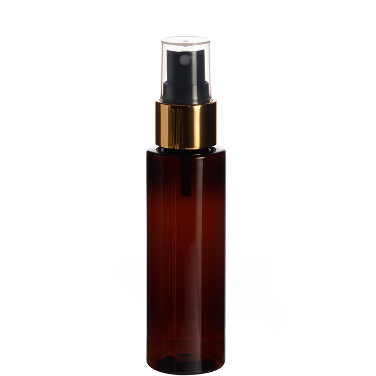 50ml Plastic Cylinder Bottle Plastic Amber Bottle with Fine Mist Sprayer