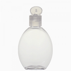 110ml 3.7oz flat round shaped PET squeezable hand sanitizer bottle with flip top caps